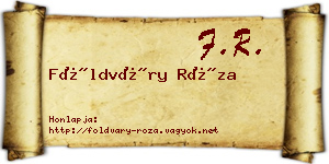 Földváry Róza névjegykártya